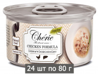 Влажный корм для кошек Петтрик, Pettric Cherie - Chicken Formula Shredded Chicken with Chicken Liver Entrees in Gravy, с рубленой курицей и куриной печенью в подливе (упаковка 24 шт по 80 г)