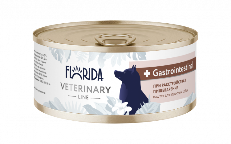 Влажный корм Florida Gastrointestinal для собак, ветеринарный диетический при расстройствах пищеварения (12 шт по 100 г)