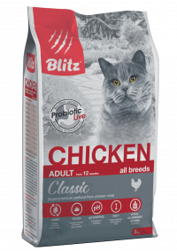 Blitz Classic Сухой корм для взрослых кошек, «Курица» Chicken Adult Cats All Breeds