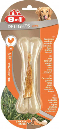 8in1 DELIGHTS Strong M косточка сверхпрочная с куриным мясом для средних и крупных собак 14,5 см