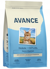 AVANCE полнорационный сухой корм для взрослых кошек с чувствительным пищеварением с лососем и бурым рисом