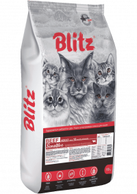 Blitz Sensitive Сухой корм для взрослых кошек «Говядина», Beef Adult Cats All Breeds