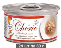 Влажный корм для кошек Петтрик, Pettric Cherie Signature - Flaked Yellowfin mix Skipjack Tuna with Shrimp Entrees in Gravy, с тунцом и креветками в подливе (упаковка 24 шт по 80 г)