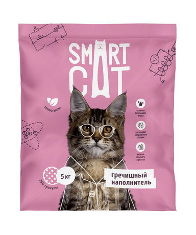 Smart Cat - впитывающий наполнитель для кошек, гречишный, без ароматизатора