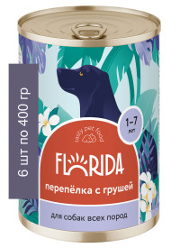 FLORIDA консервы консервы для собак &quot;Перепёлка с грушей&quot; 6 шт по 400 г
