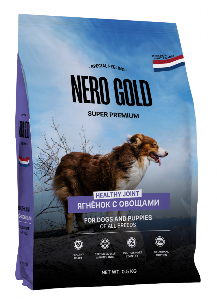 Сухой корм NERO GOLD super premium для собак и щенков всех возрастов с мясом ягненка и овощами, HEALTHY JOINT