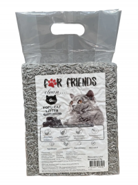 Наполнитель FOR FRIENDS Charcoal тофу, комкующийся растительный, с углем