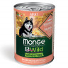  Влажный корм Monge Dog BWild GRAIN FREE для взрослых собак, беззерновой, из лосося с тыквой и кабачками, 24 шт по 400 г
