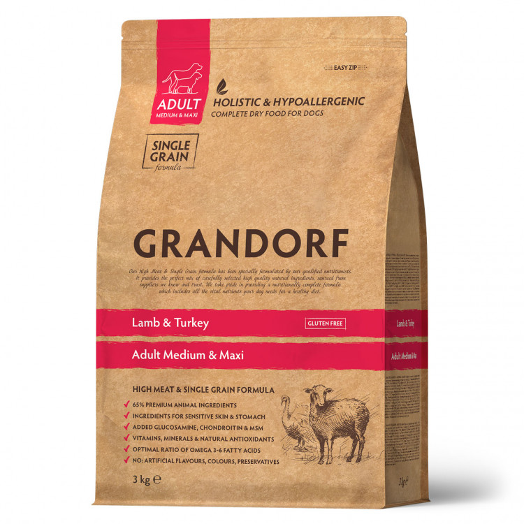 GRANDORF DOG Lamb&Turkey MED&MAXI (ягнёнок с индейкой для собак средних и крупных пород)