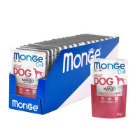  Влажный корм Monge Dog Grill для собак с говядиной, паучи, 24 шт по 100 г