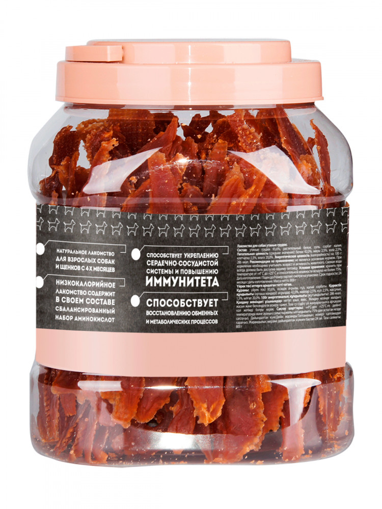 Мнямс лакомство для собак утиные грудки в банке 800 г