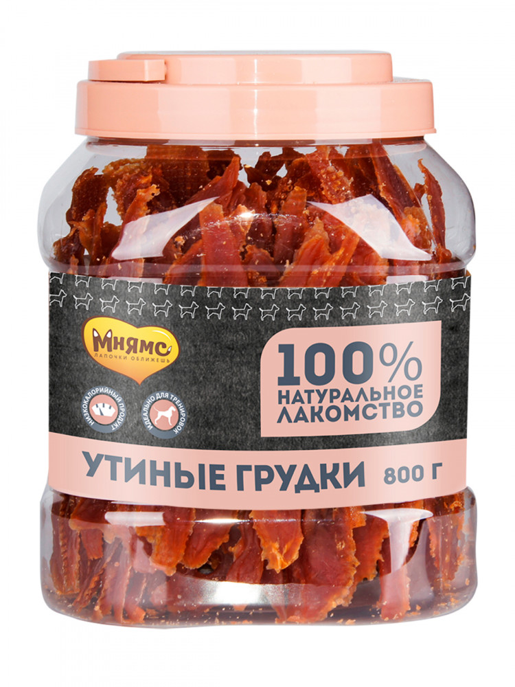 Мнямс лакомство для собак утиные грудки в банке 800 г