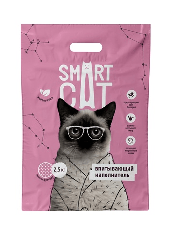 Smart Cat - впитывающий наполнитель, минеральный, мелкая фракция