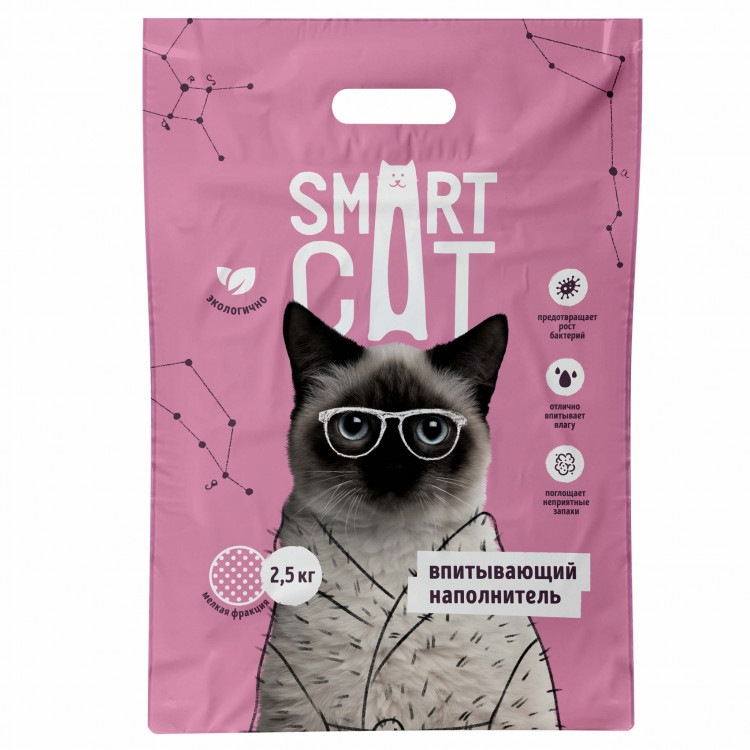 Smart Cat - впитывающий наполнитель, минеральный, мелкая фракция