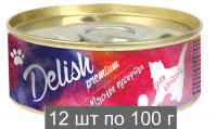 Консервы DELISH Premium для котят, мясное ассорти (упаковка 12 шт по 100 гр)