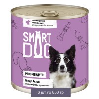 Smart Dog Консервы для взрослых собак и щенков кусочки кролика в нежном соусе 6 шт по 850 г