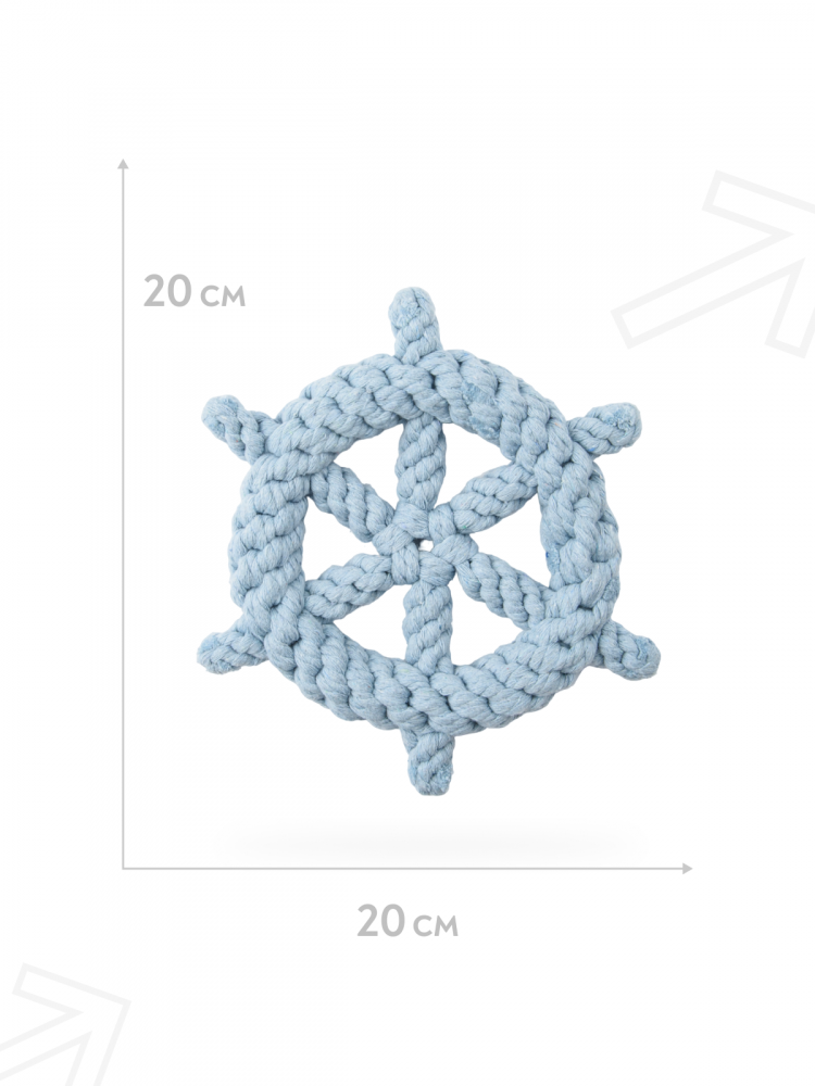 Игрушка Mr.Kranch для собак Штурвал из каната 20 см голубая