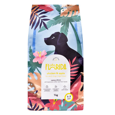 FLORIDA сухой корм для взрослых собак крупных пород с курицей и яблоком
