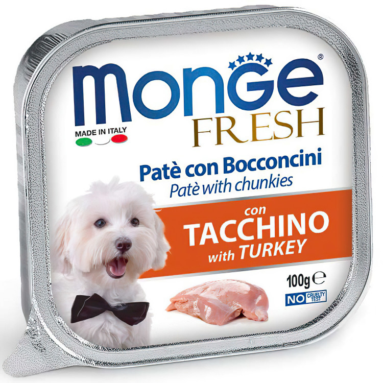 Влажный корм Monge Dog Fresh для собак, с индейкой, консервы, 32 шт по 100 г