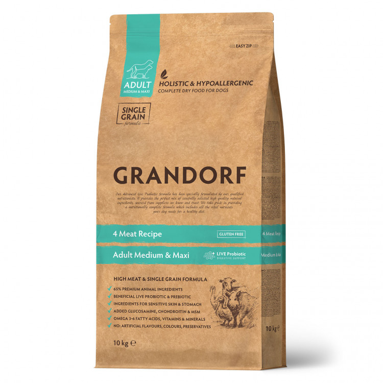 GRANDORF DOG 4 Meat PROBIOTIC MED&MAXI (4 мяса с пробиотиками для собак средних и крупных пород)