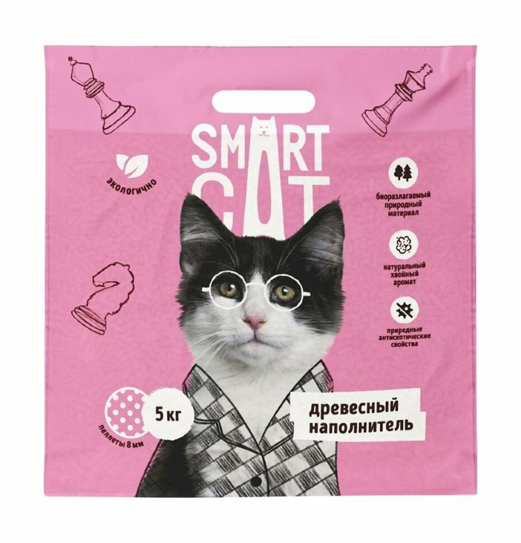 Smart Cat древесный наполнитель для кошек (пеллеты 8 мм)