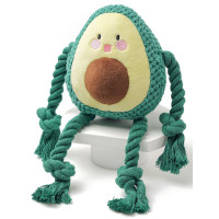 Игрушка Mr.Kranch для собак Авокадо плюшевая с канатиками и пищалкой 13.5 см