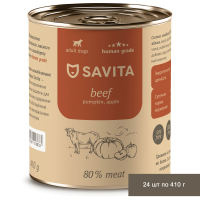 Savita Для собак «Говядина с тыквой и яблоком» 24 шт по 410 г