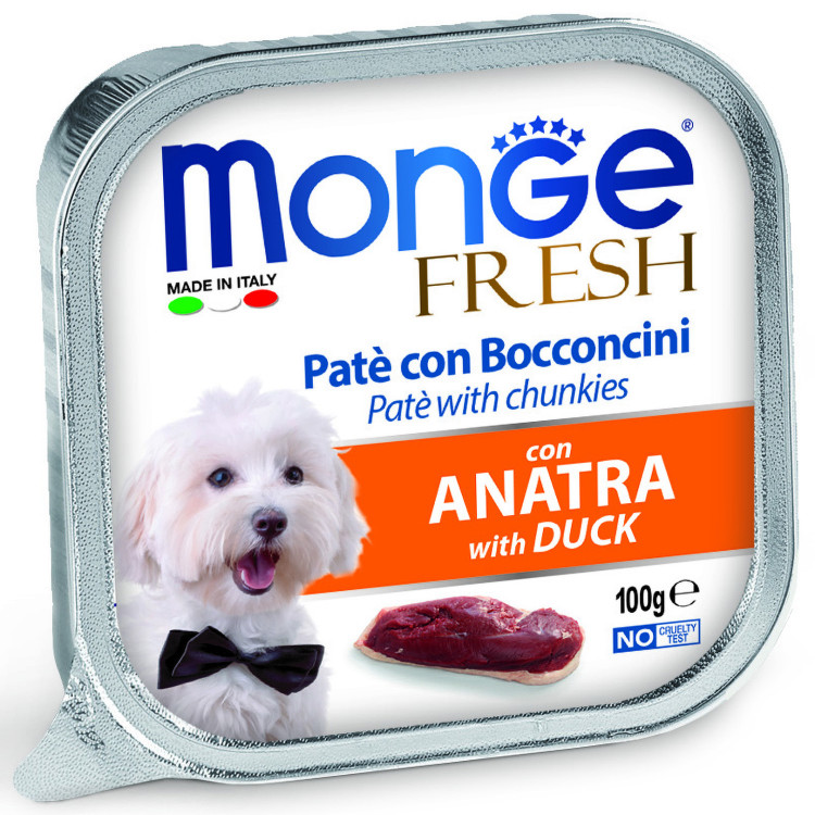 Влажный корм Monge Dog Fresh для собак, с уткой, консервы, 32 шт по 100 г