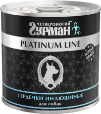Консервы для собак Четвероногий Гурман Platinum Line индюшиные сердечки