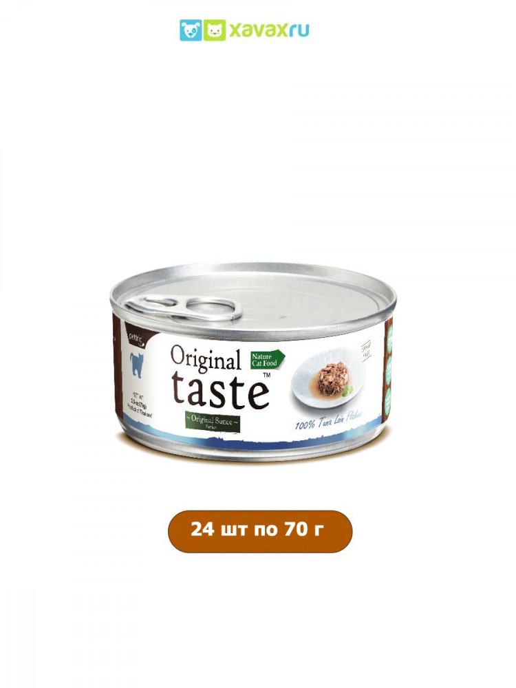 Влажный корм для кошек Петтрик, Pettric Original Taste - 100% Tuna Loin Flakes in Sause, беззерновой с тунцом в соусе (упаковка 24 шт по 70 г)