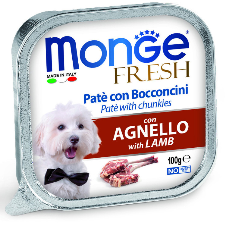 Влажный корм Monge Dog Fresh для собак, с ягненком, консервы, 32 шт по 100 г