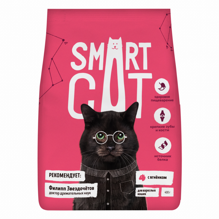Smart Cat сухой корм для взрослых кошек с ягненком и овощами