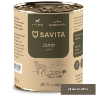 Savita консервы для собак «Ягнёнок с морковью», беззерновые, 24 шт по 410 г