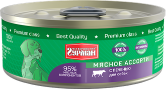 Консервы для собак Четвероногий гурман, Мясное ассорти с печенью