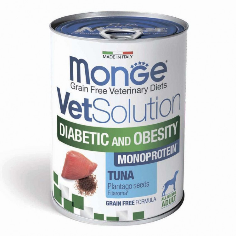 Влажный корм Monge VetSolution Dog Diabetic and Obesity Диабетик и Обесити для собак при сахарном диабете и лишнем весе 12 шт по 400 г