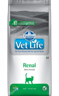 Farmina Vet Life Cat Renal для кошек, почечная недостаточность, вспомогательное средство в терапии застойной сердечной недостаточности