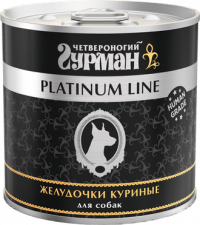Консервы для собак Четвероногий Гурман Platinum Line куриные желудочки