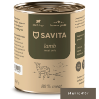 Savita консервы для собак «Ягненок», беззерновые, 24 шт по 410 г