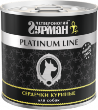 Консервы для собак Четвероногий Гурман Platinum Line куриные сердечки
