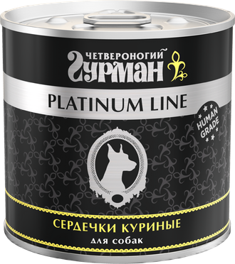 Консервы для собак Четвероногий Гурман Platinum Line куриные сердечки