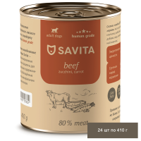 Savita Для собак «Говядина с кабачком и морковью» 24 шт по 410 г
