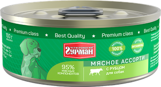 Консервы для собак Четвероногий гурман, Мясное ассорти с рубцом