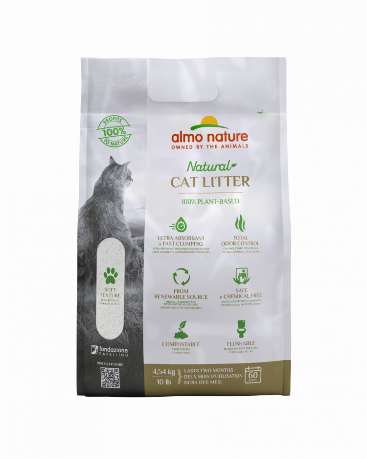 Наполнитель для кошек Almo Nature Cat Litter 100% натуральный, комкующийся, маниока