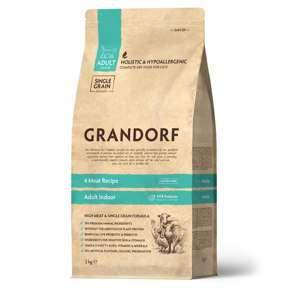 GRANDORF CAT 4 Meat PROBIOTIC INDOOR (4 мяса с пробиотиками для кошек ...