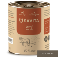 Savita консервы для собак «Говядина», беззерновые, 24 шт по 410 г