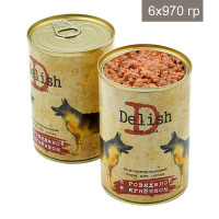 Консервы DELISH для собак с говядиной и ягнёнком (упаковка 6 шт по 970 гр)