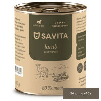 Savita Для собак «Ягнёнок с зеленым горошком» 24 шт по 410 г