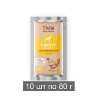 Консервы DELISH Super Premium для собак с курицей, овощами и клюквой (упаковка 10 х 80 гр)