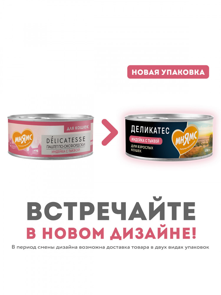 Влажный корм Мнямс Деликатес Индейка с тыквой для кошек