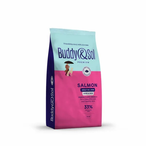 Сухой корм Buddy&Sol Premium Hair&Skin для взрослых собак средних и крупных пород для кожи и шерсти с лососем